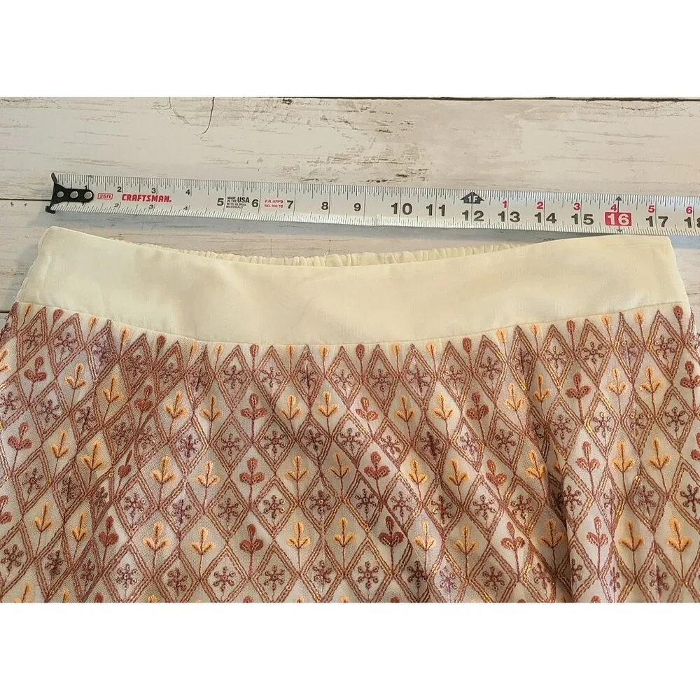Soft Surroundings Inez Metallic Embroidered Maxi Skirt Coral NEW Boho Chic Large - Picture 7 of 9